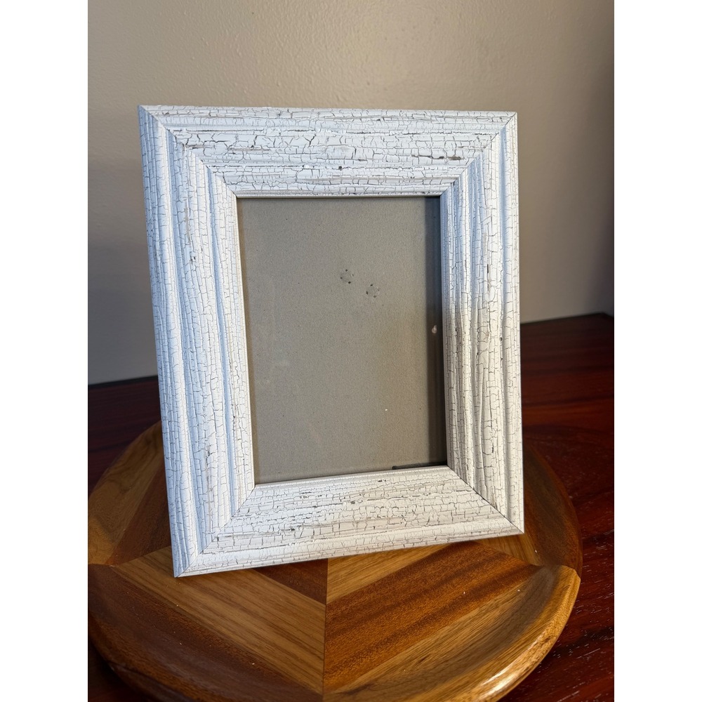 White Crackle Glaze Picture Frame Shabby Chic Farmhouse 8 x 10 Tabletop Decor